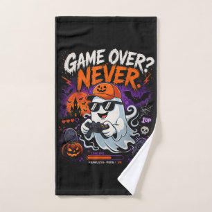 Game Over Never Funny Gamer Ghost Halloween Hand Towel