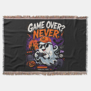 Game Over Never Funny Gamer Ghost Halloween Throw Blanket