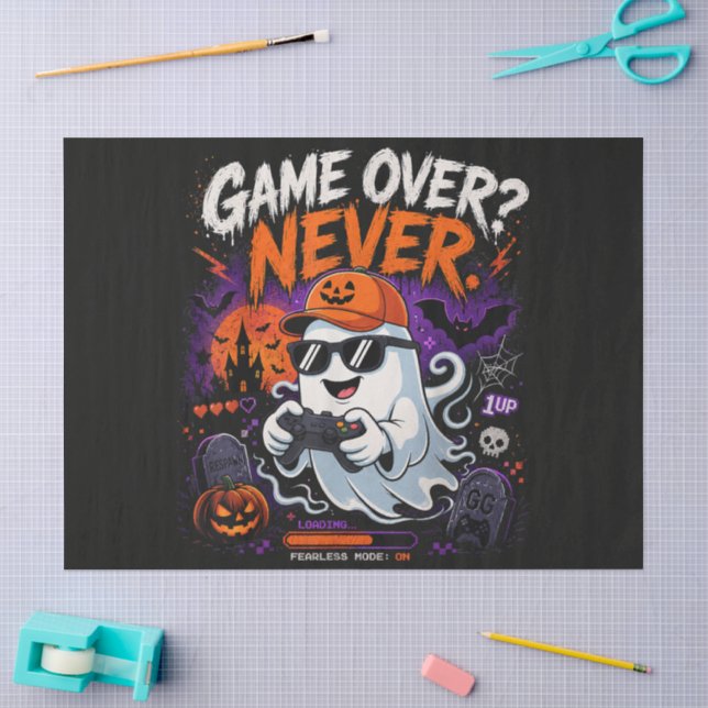 Game Over Never Funny Gamer Ghost Halloween Tissue Paper (Craft)