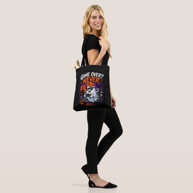 Game Over Never Funny Gamer Ghost Halloween Tote Bag (On Model)