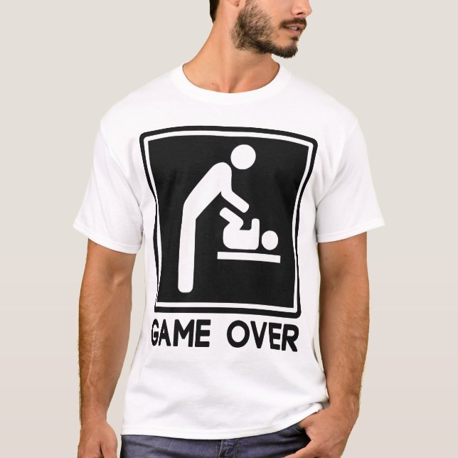 Game Over New Baby for Parent Dad T-Shirt (Front)
