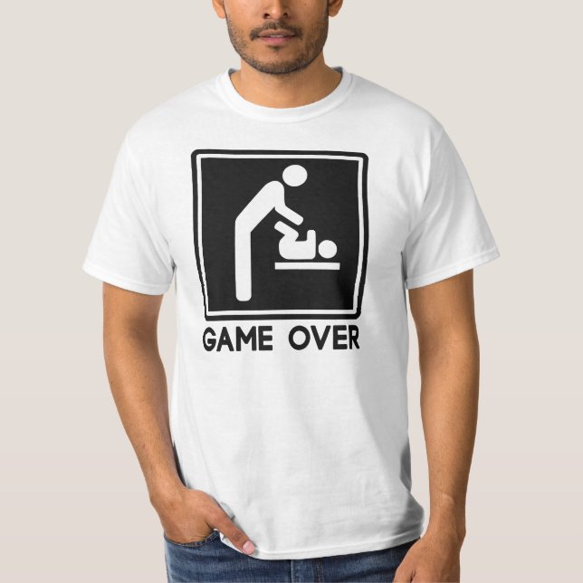 Game Over New Baby for Parent Dad T-Shirt (Front)
