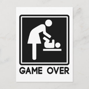 Game Over New Baby for Parent Mum Announcement Postcard