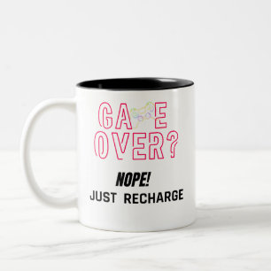 Game Over Nope Just Recharge Neon Gamer Two-Tone Coffee Mug