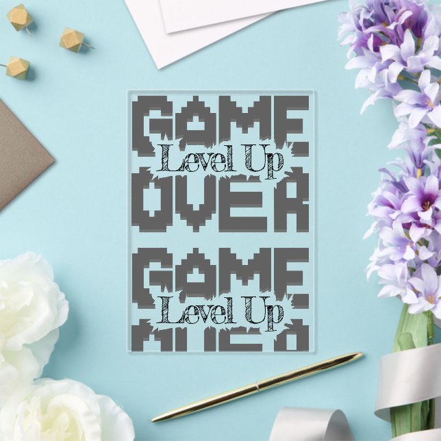 Game Over: Restore Old-School Fun, Level Up Today Acrylic Invitations (Insitu (Wedding))
