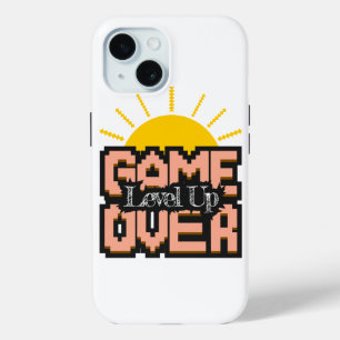 Game Over, Revive retro games with, level up iPhone 15 Case