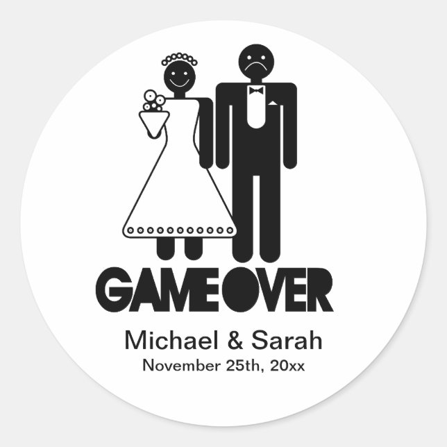 Game Over - Save the Date Stickers (Front)