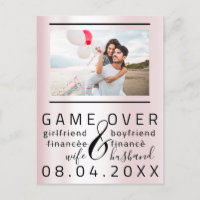 Game Over Skinny Funny Save The Date Couple Photo 