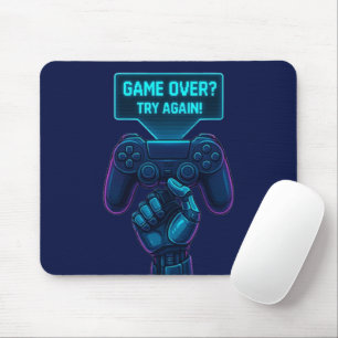 Game Over? Try Again! – Cool Futuristic Gamer Mouse Pad