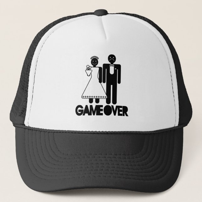 Game Over - Unhappy Groom Trucker Hat (Front)