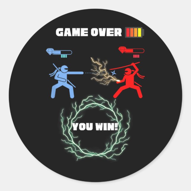 Game Over Video Game Battle  Classic Round Sticker (Front)