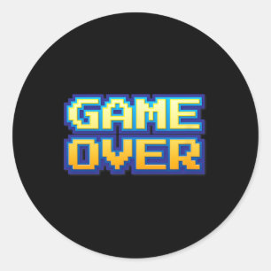 Game Over Vintage Retro Video Game Arcade 80s 90s Classic Round Sticker