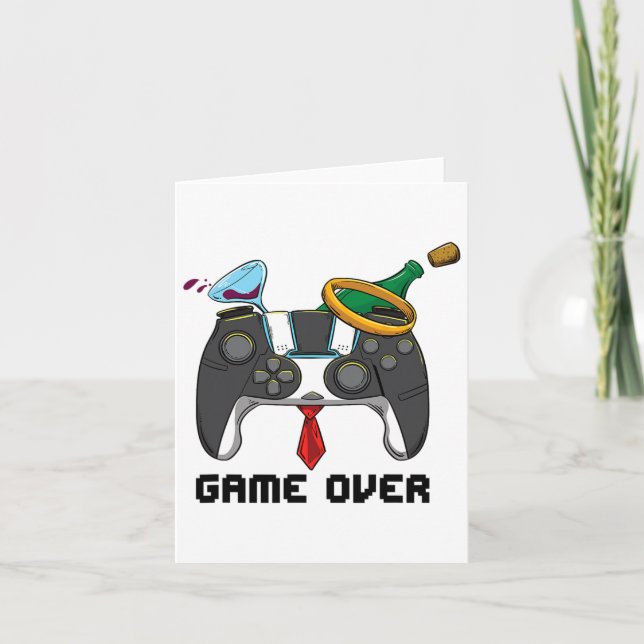 Game Over Wedding Bachelor Party Groom Valentines  Card (Front)
