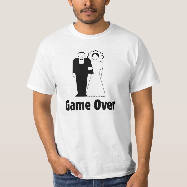 Game Over. Wedding, marriage funny t-shirt (Front)