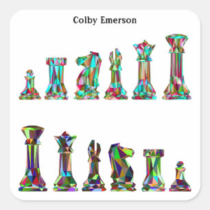 Game Players Rainbow Colour Chess Pieces Club Square Sticker