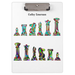 Game Players Rainbow Colour Chess Pieces Set Clipboard