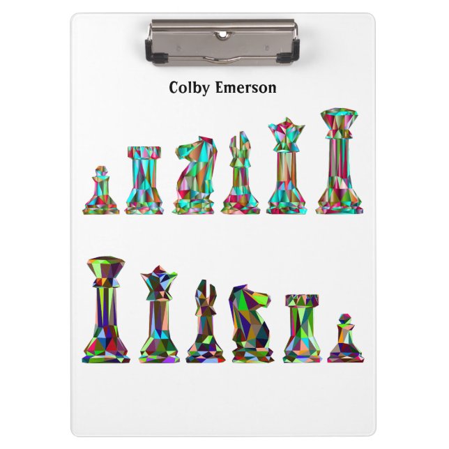 Game Players Rainbow Colour Chess Pieces Set Clipboard (Front)