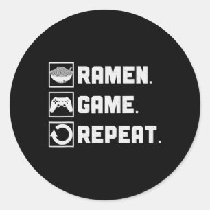 Game Repeat Noodle Video Games Console Gamer 1 Classic Round Sticker