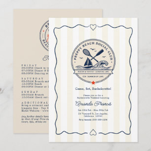 Game Set Bachelorette Preppy Tennis Beach Club Invitation