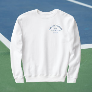 Game Set Match Blue Crest Mens Tennis White Sweatshirt