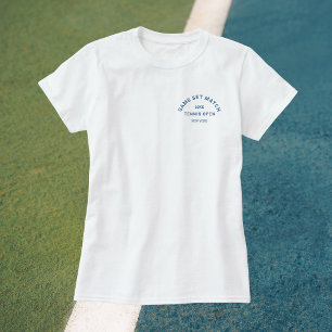 Game Set Match Blue Crest  Womens Tennis Whites T-Shirt