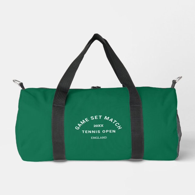 Game Set Match Crest Custom Monogram Green Tennis Duffle Bag (Front)