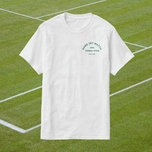 Game Set Match Green Crest  Mens Tennis Whites T-Shirt