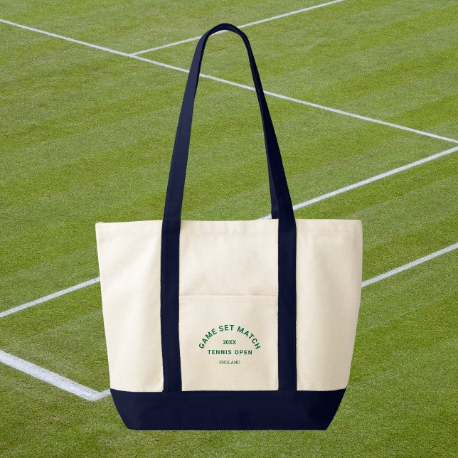 Game Set Match Green Crest Navy Trim Tennis Tote Bag (Creator Uploaded)