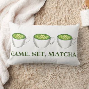 Game Set Match Matcha Green Tea Latte Foodie Lumbar Cushion