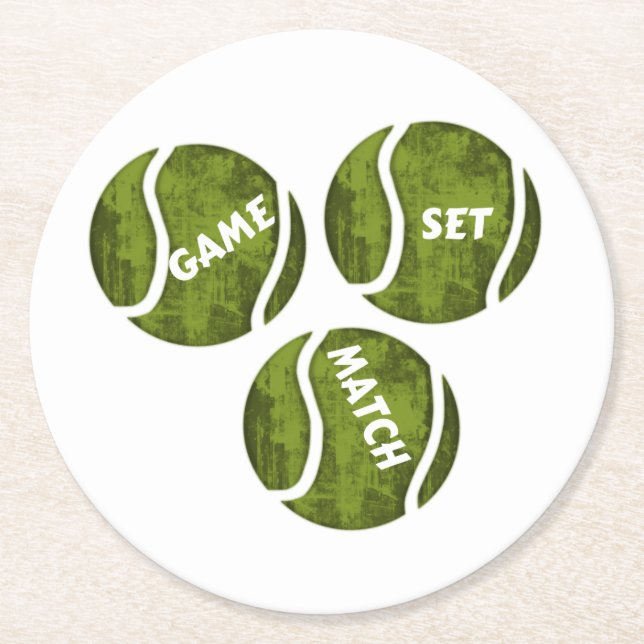 GAME SET MATCH ROUND PAPER COASTER (Front)