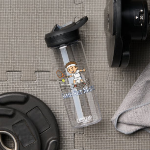 Game Set Match Tennis Cartoon Design Water Bottle