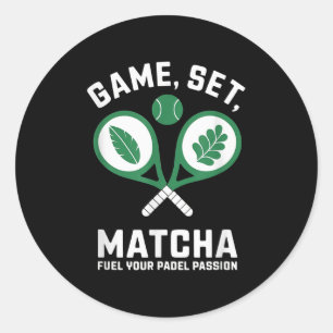 Game, Set, Matcha Design - Padel Enthusiast Motiva Classic Round Sticker