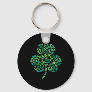 Game Shamrock Men Boys Kids St Patricks Day Gamer  Key Ring