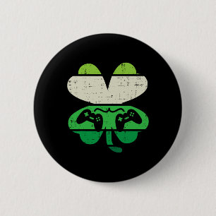Game Shamrock Retro St Patricks Day Boys Men Girl  6 Cm Round Badge