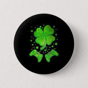 Game Shamrock St Patricks Day Gamer Boys Men  6 Cm Round Badge