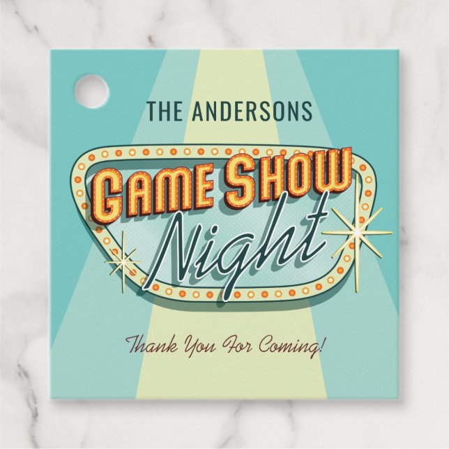 Game Show Night Party Favour Tags (Front)