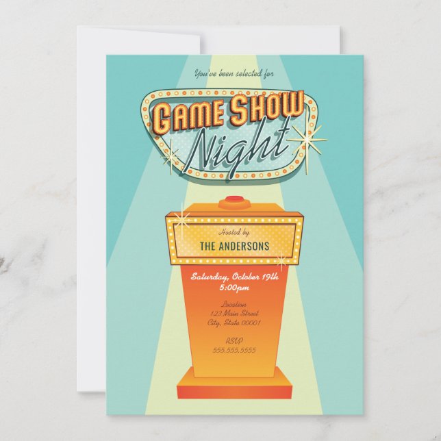 Game Show Night Party Invitation (Front)