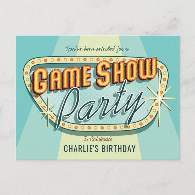Game Show Party Invitation Postcard (Front)