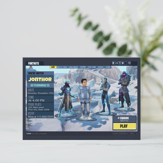 Game theme Invitation (Standing Front)