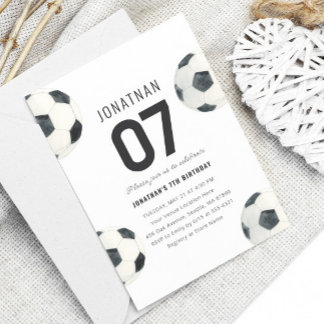 Game Time Soccer Football Boy 7th Birthday Invitation