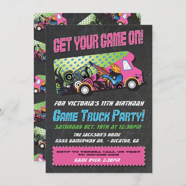 Game Truck Party Invitations (Front/Back)