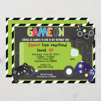 Game Truck Video Game Birthday Invitation