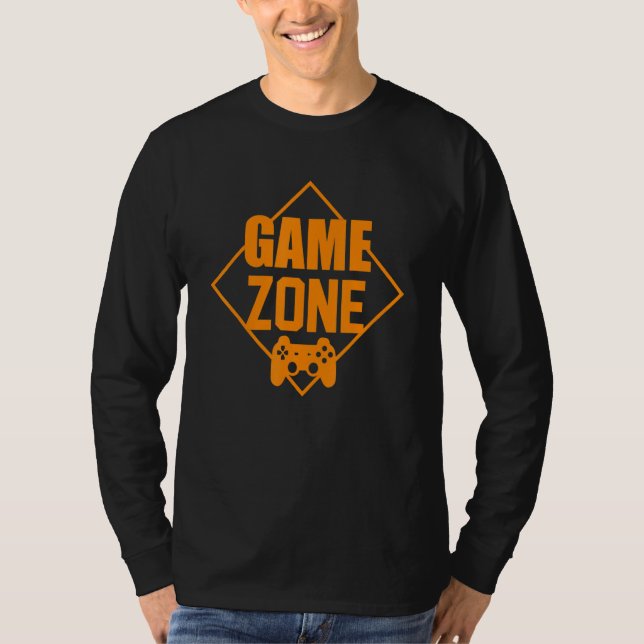 Game Zone Controller Orange Video Game Gamer T-Shirt (Front)