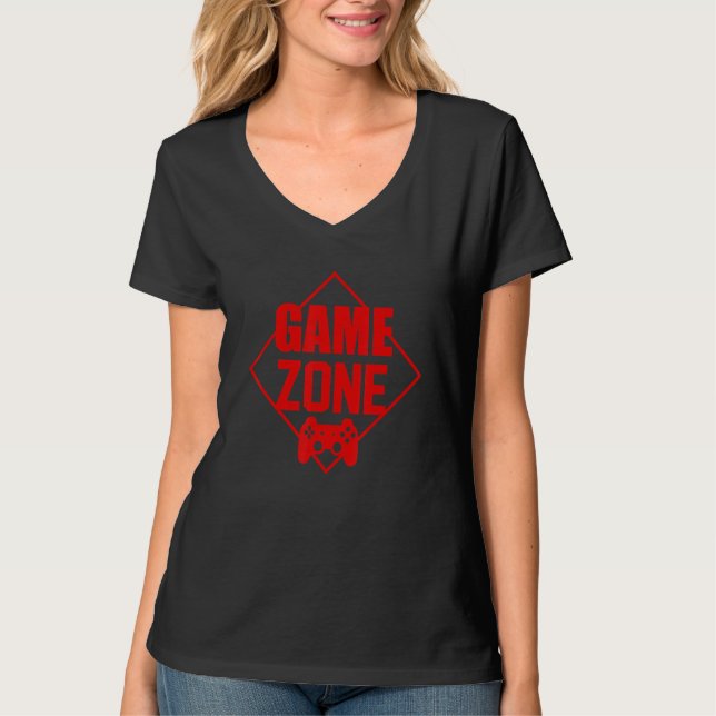 Game Zone Controller Red Video Game Gamer T-Shirt (Front)