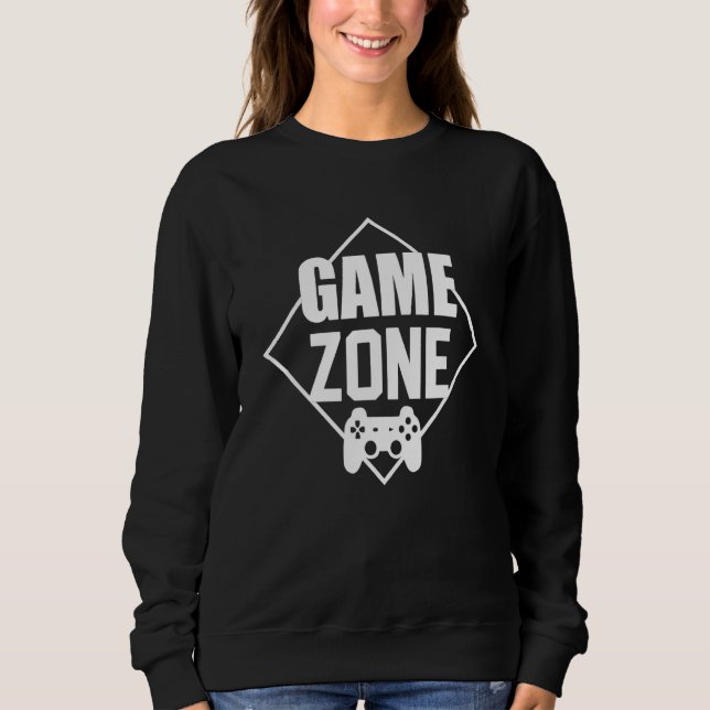 Game Zone Controller White Video Game Gamer Sweatshirt (Front)