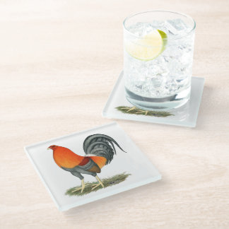 Gamecock Blue Red Rooster Glass Coaster