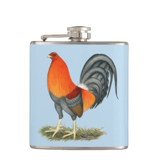 Gamecock Blue Red Rooster Hip Flask