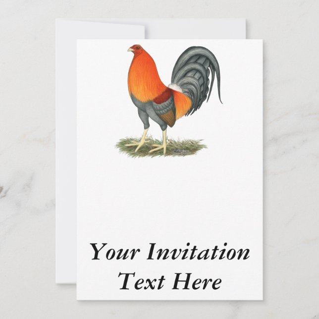 Gamecock Blue Red Rooster Invitation (Front)