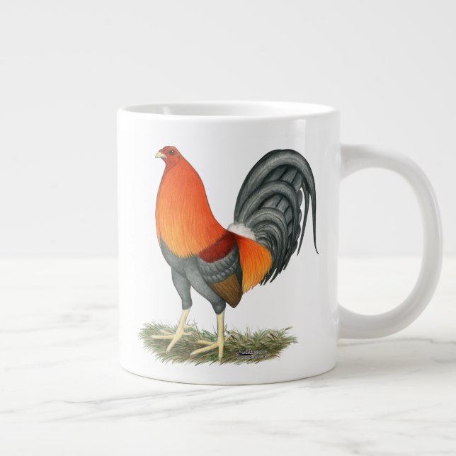 Gamecock Blue Red Rooster Large Coffee Mug (Right)
