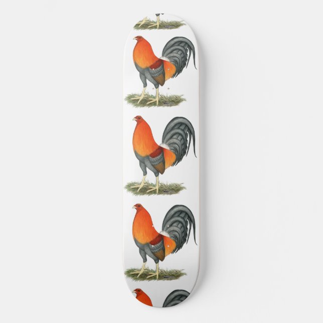 Gamecock Blue Red Rooster Skateboard (Front)